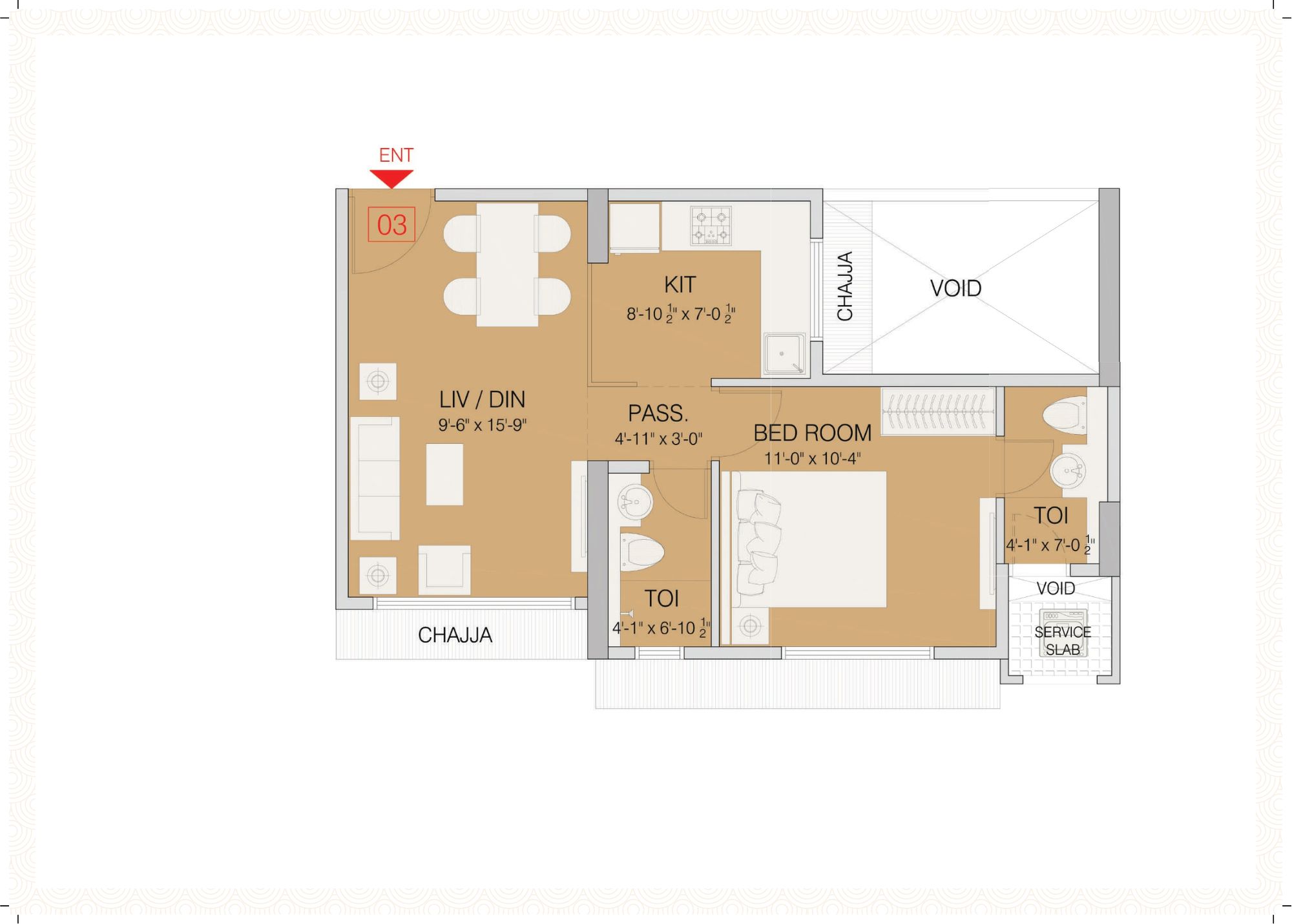 1BHK Unit Plan Ruparel Celestia Mulund East