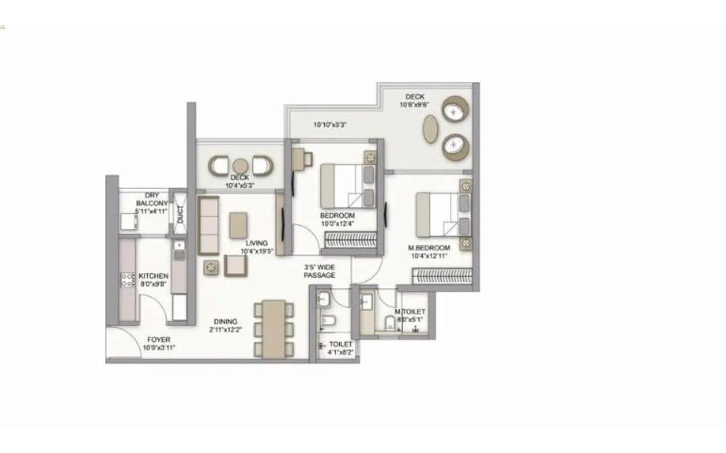 Unit Plan 2bhk Siesta Prestige City Mulund West