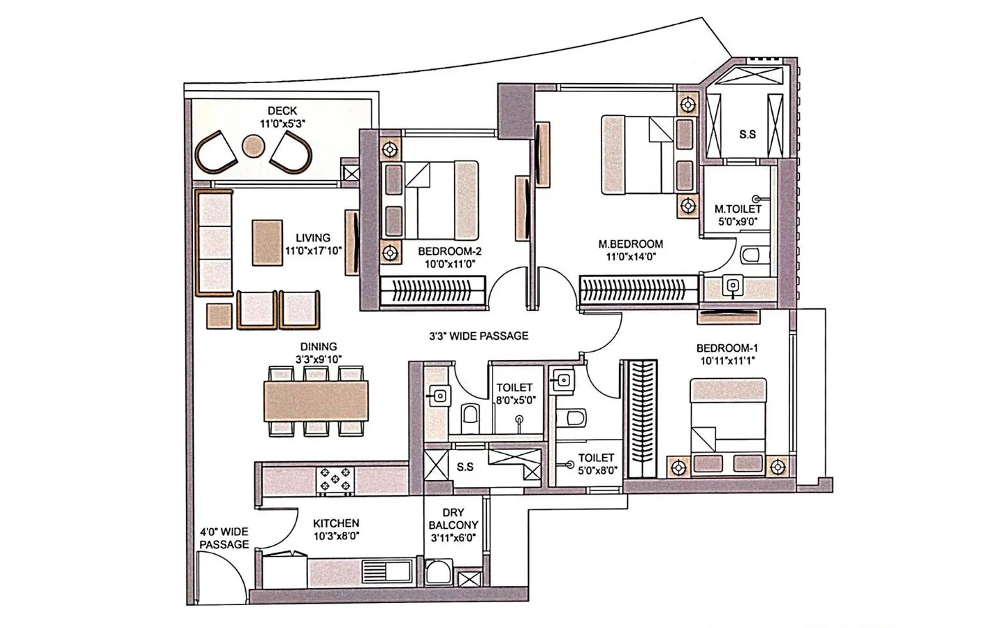 Unit Plan 3BHK Bellanza PrestigeCity Mulund West