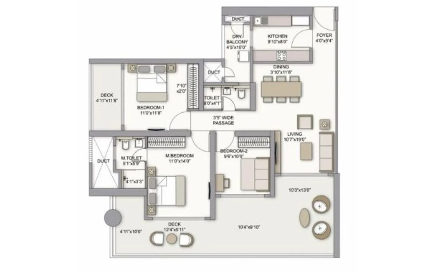 Unit Plan 2 3bhk Siesta Prestige City Mulund West