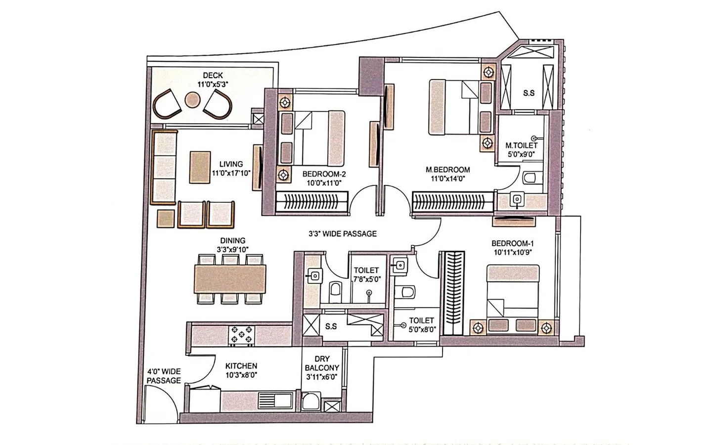 Unit Plan 2 3BHK Bellanza PrestigeCity Mulund West