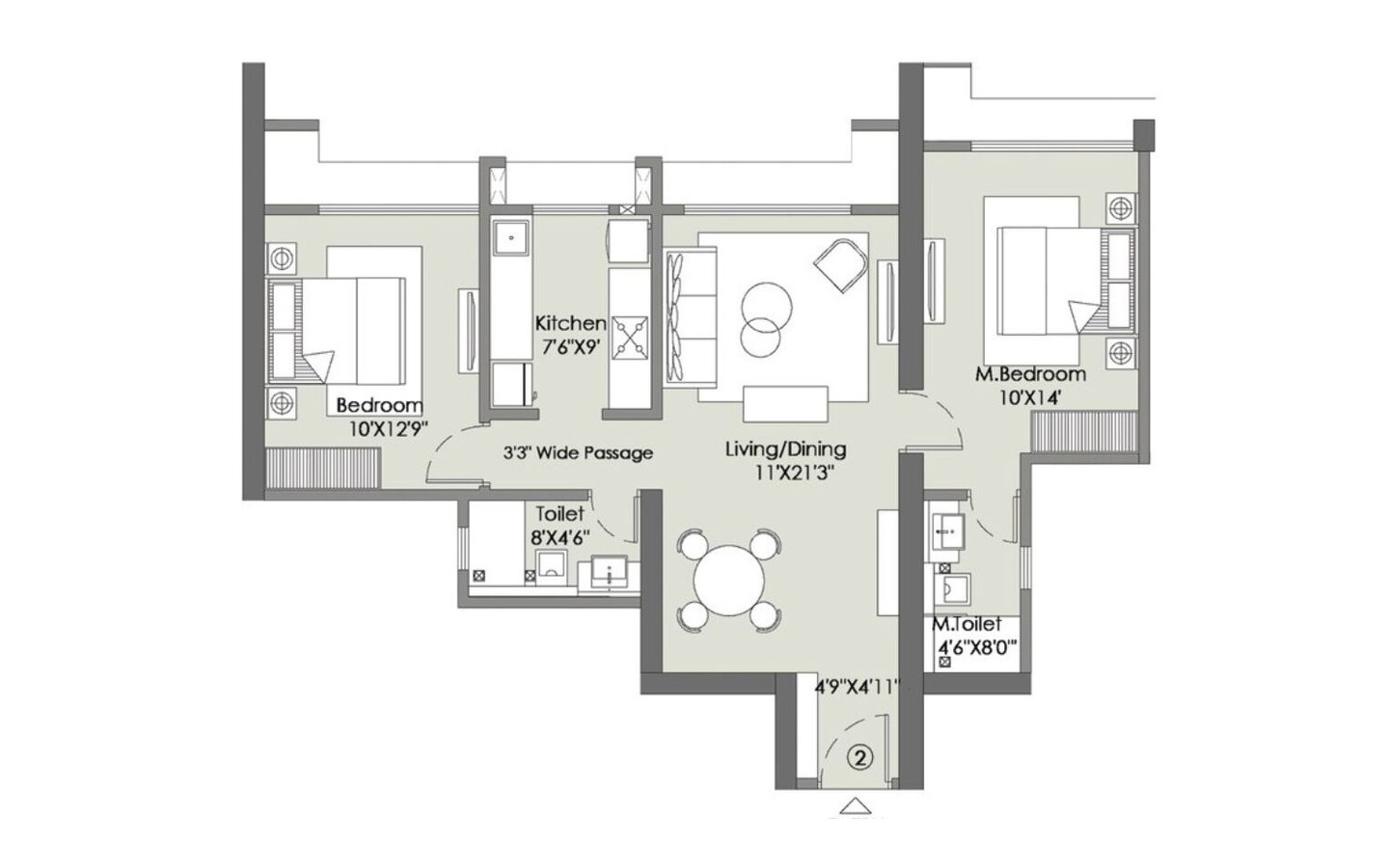 Unit Plan 3 2BHK Flats Rejuve 360 Mulund West