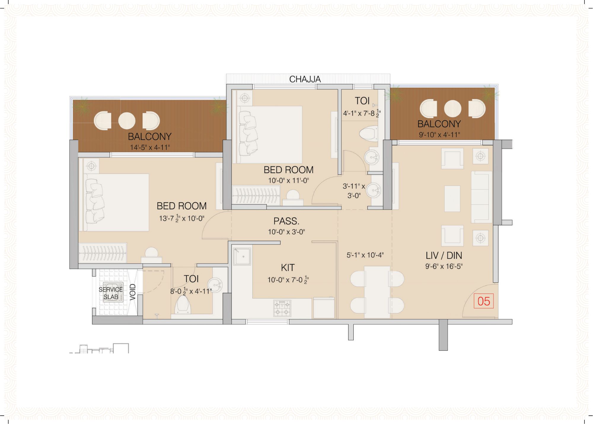 2BHK B Unit Plan Ruparel Celestia Mulund East