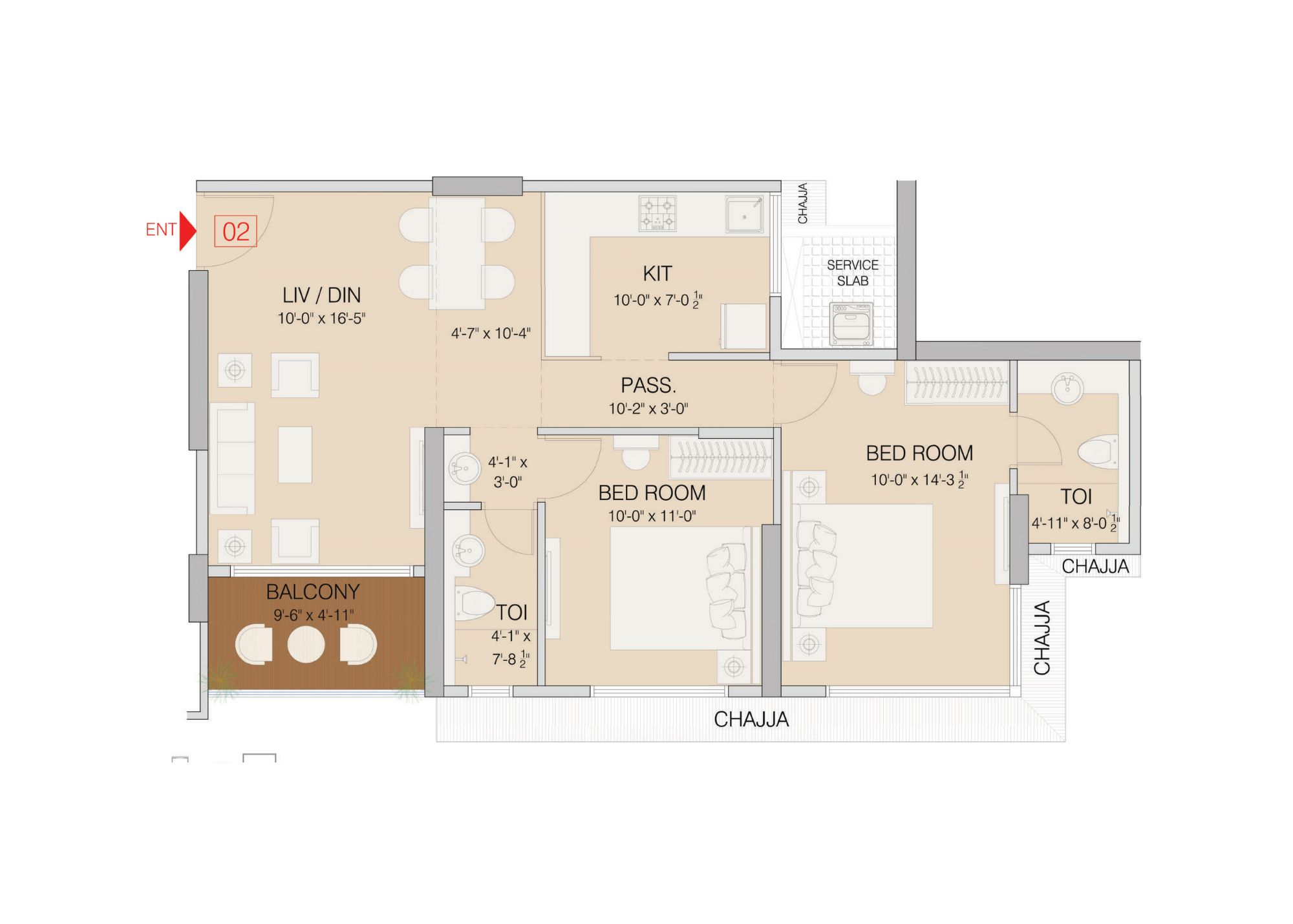 2BHK Unit Plan Ruparel Celestia Mulund East