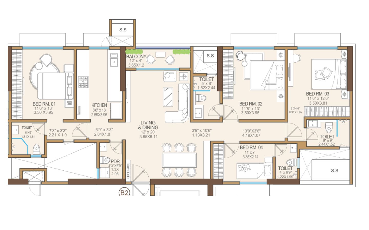 Unit Plan 3 4BHK Vikas11 Tower B Mulund West