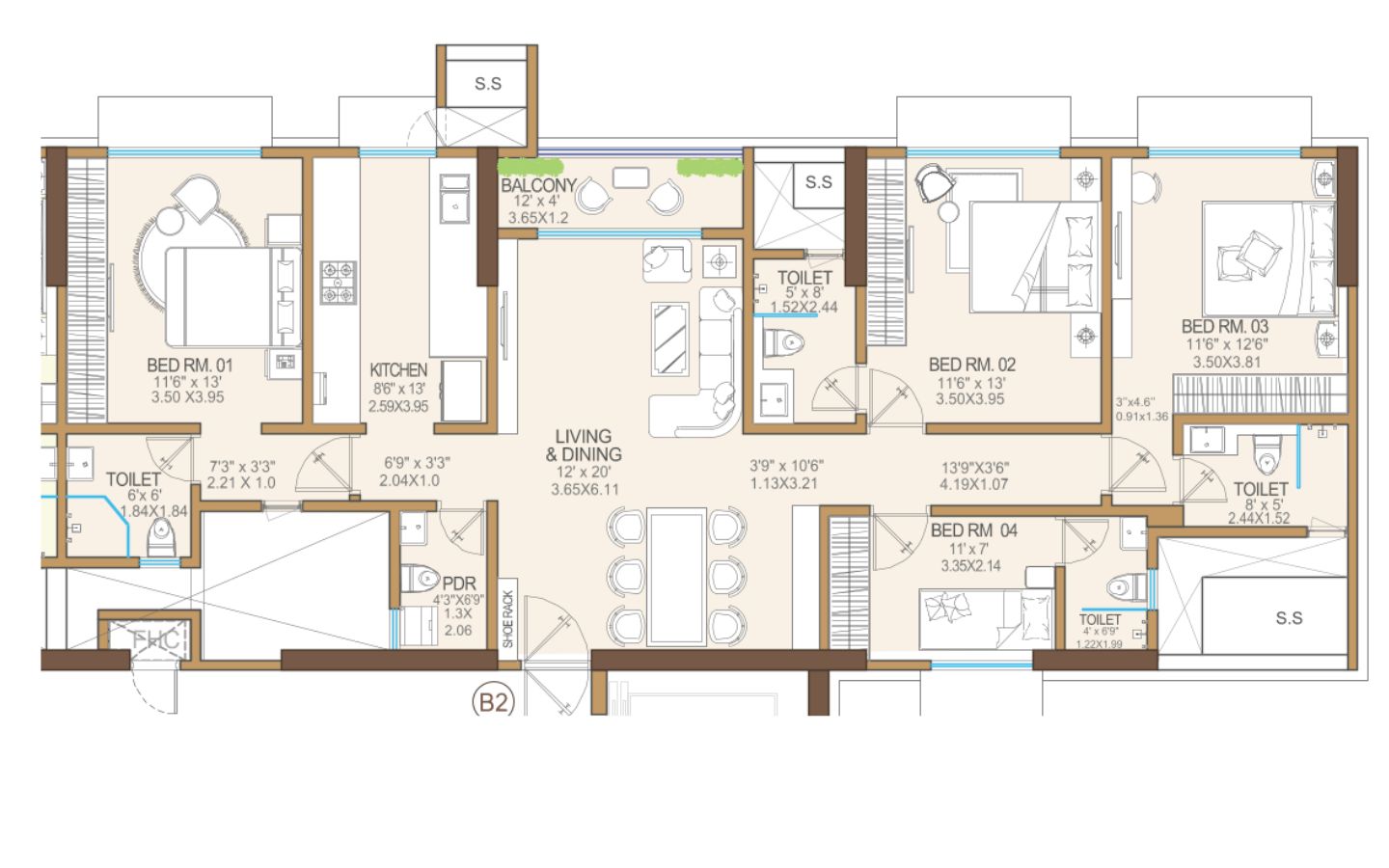 Unit Plan 2 4BHK Vikas11 Tower B Mulund West