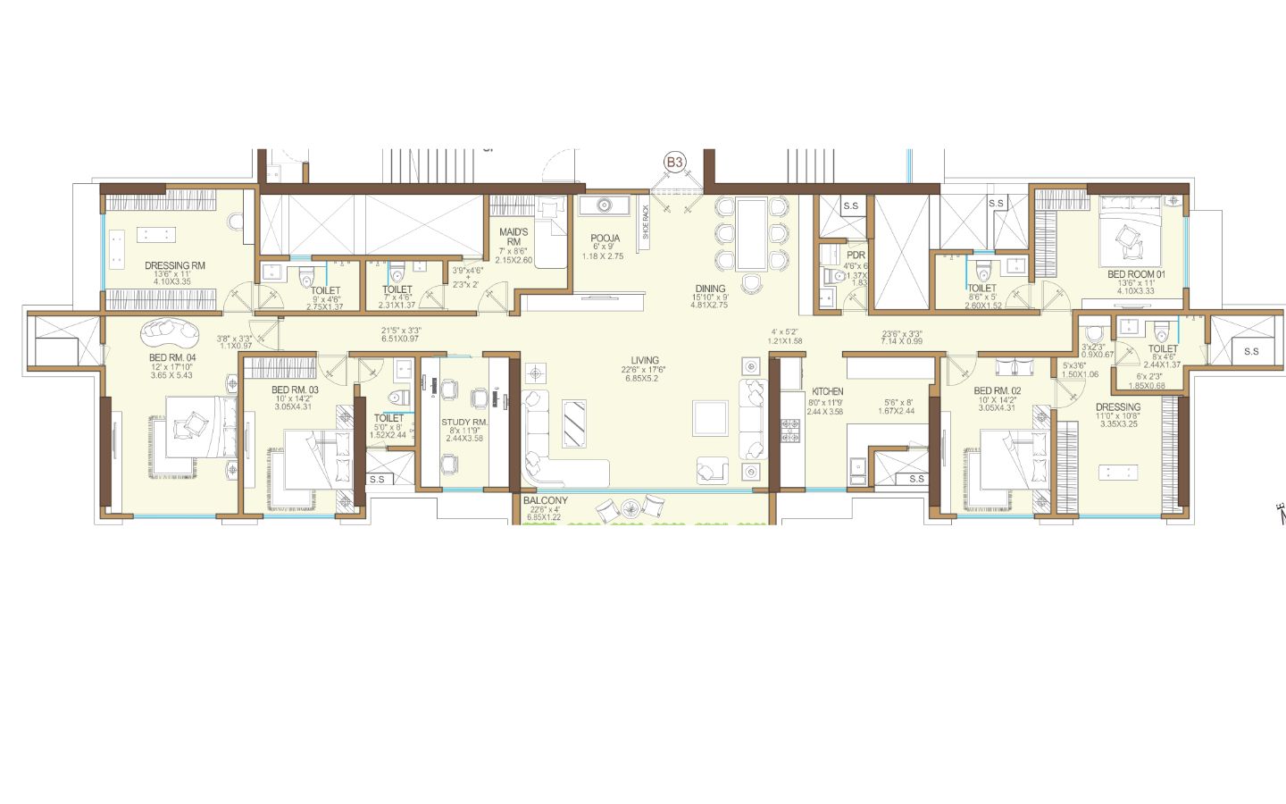 Unit Plan 4BHK Vikas11 Tower B Mulund West