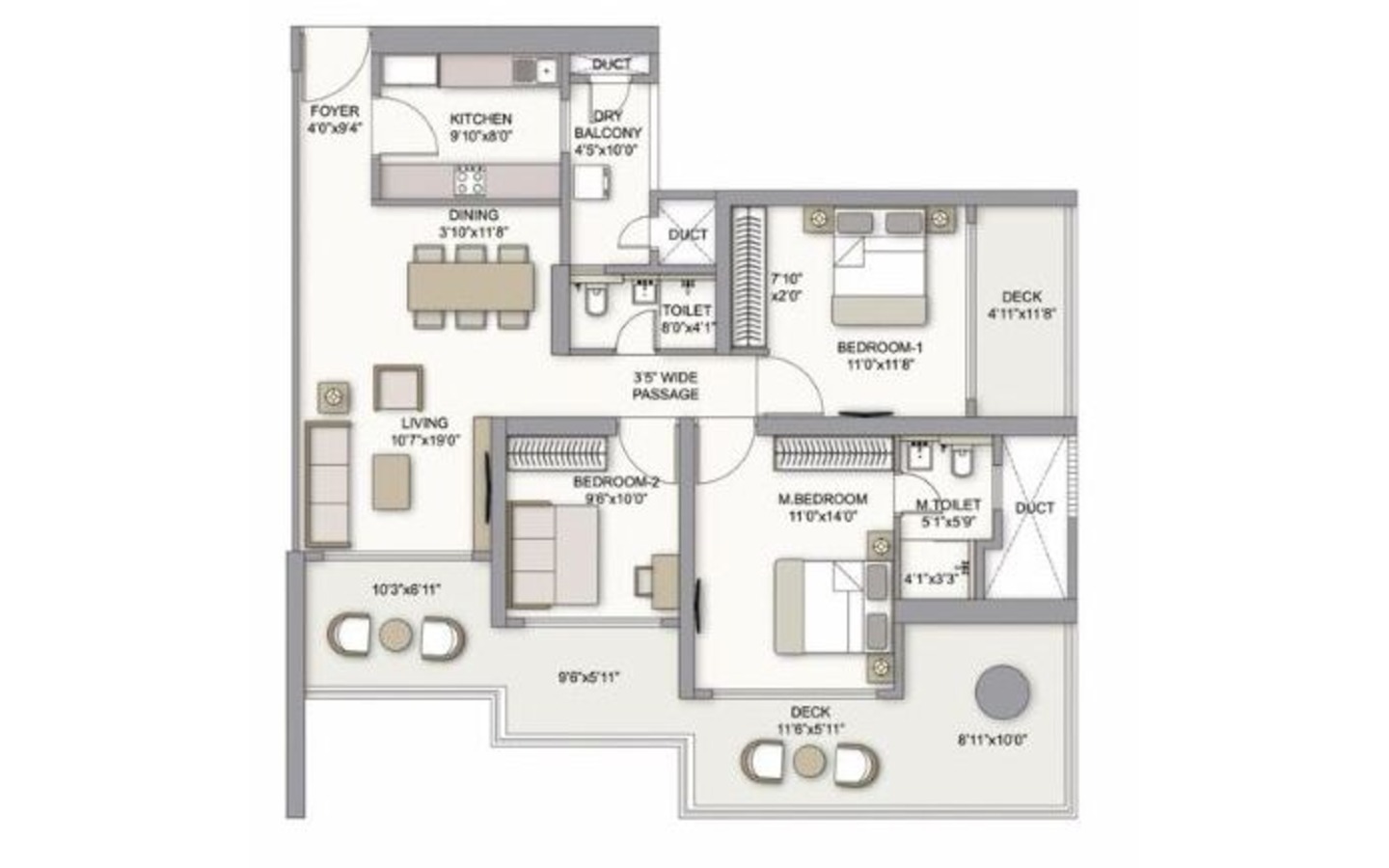 Unit Plan 4 3bhk Siesta Prestige City Mulund West