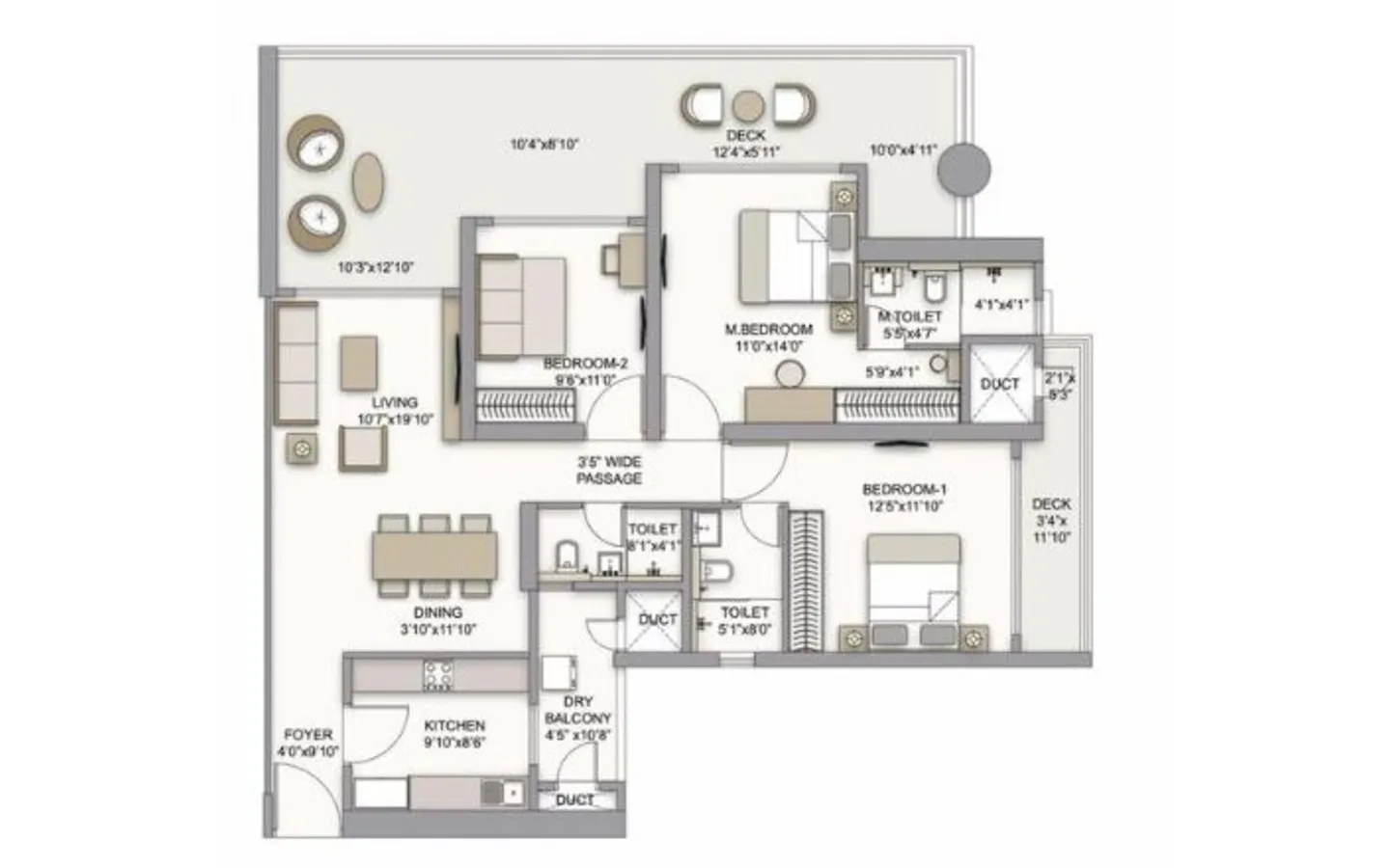 Unit Plan 3 3bhk Siesta Prestige City Mulund West