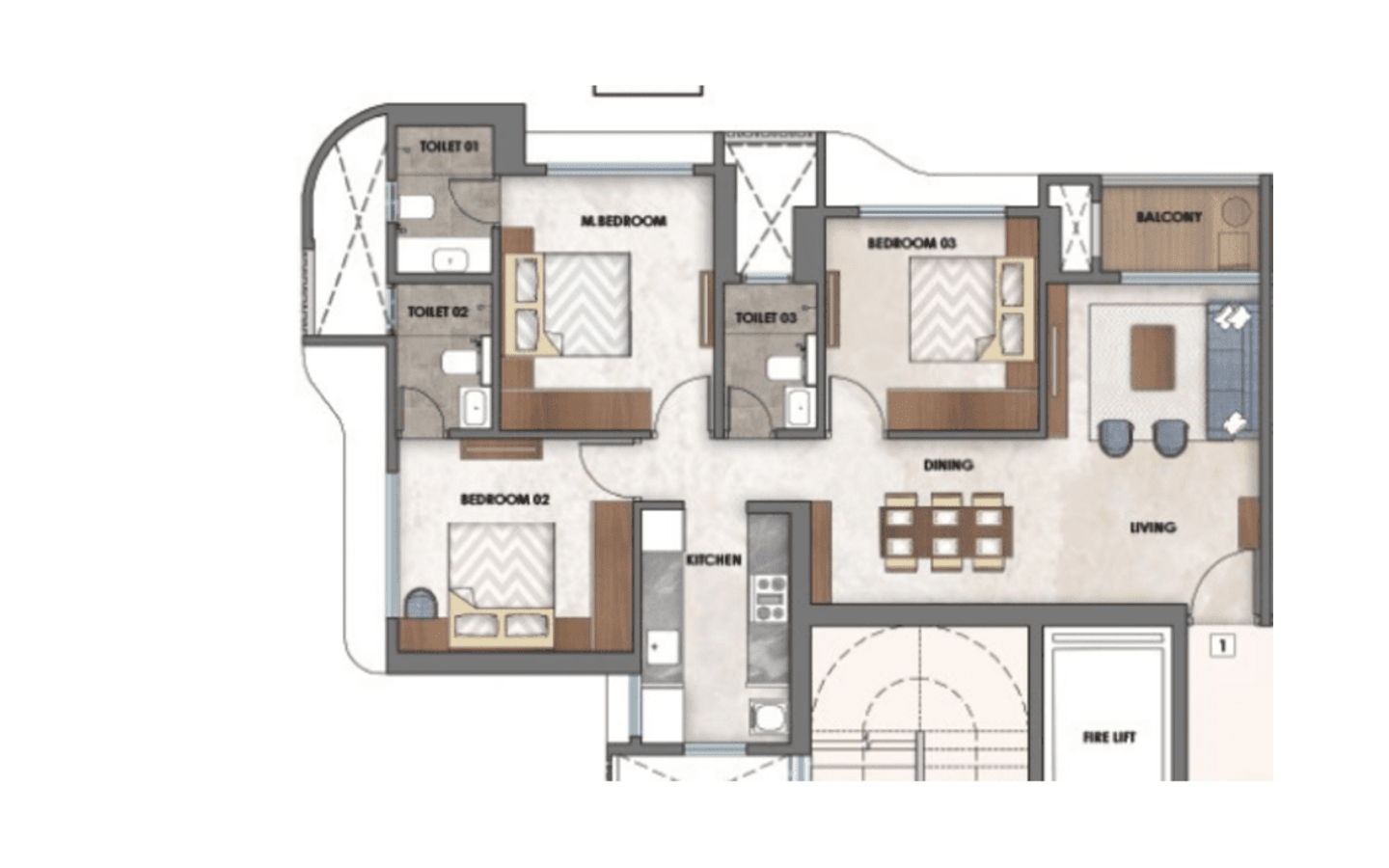 Unit Plan 3BHK 3BHK Ashar Merac JoyD1 Thane