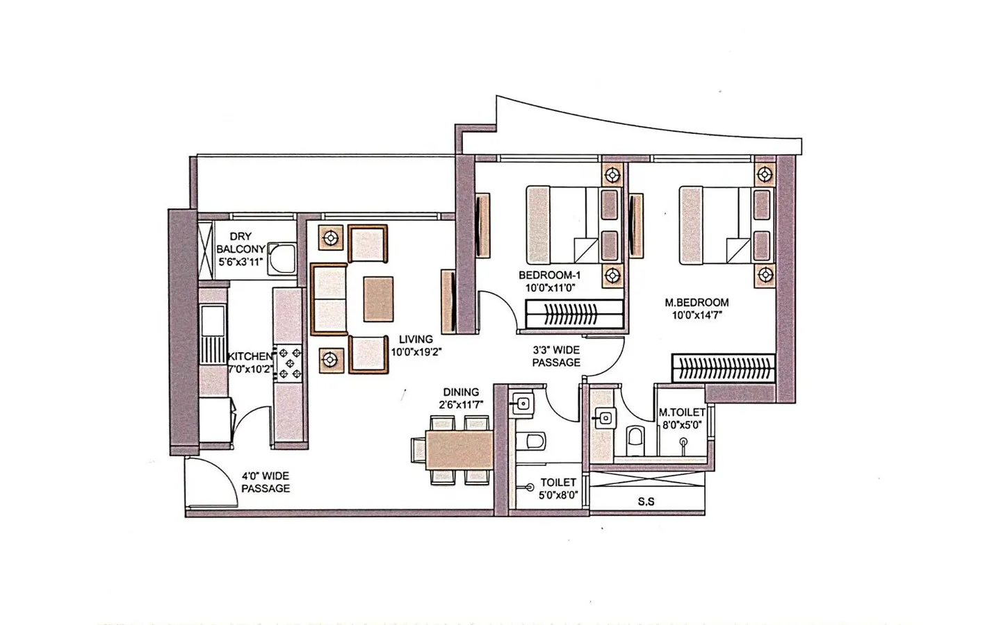 Unit Plan 2BHK Bellanza PrestigeCity Mulund West