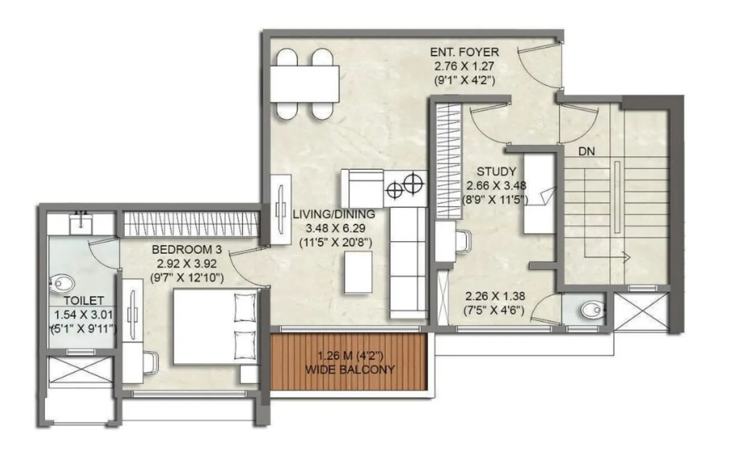 Unit Plan 2 3BHK Kalpataru Elitus TowerB Mulund West