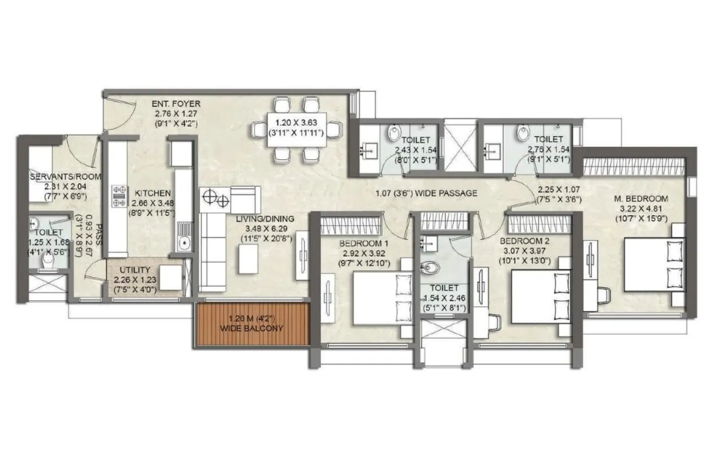 Unit Plan 5 3BHK Kalpataru Elitus TowerB Mulund West