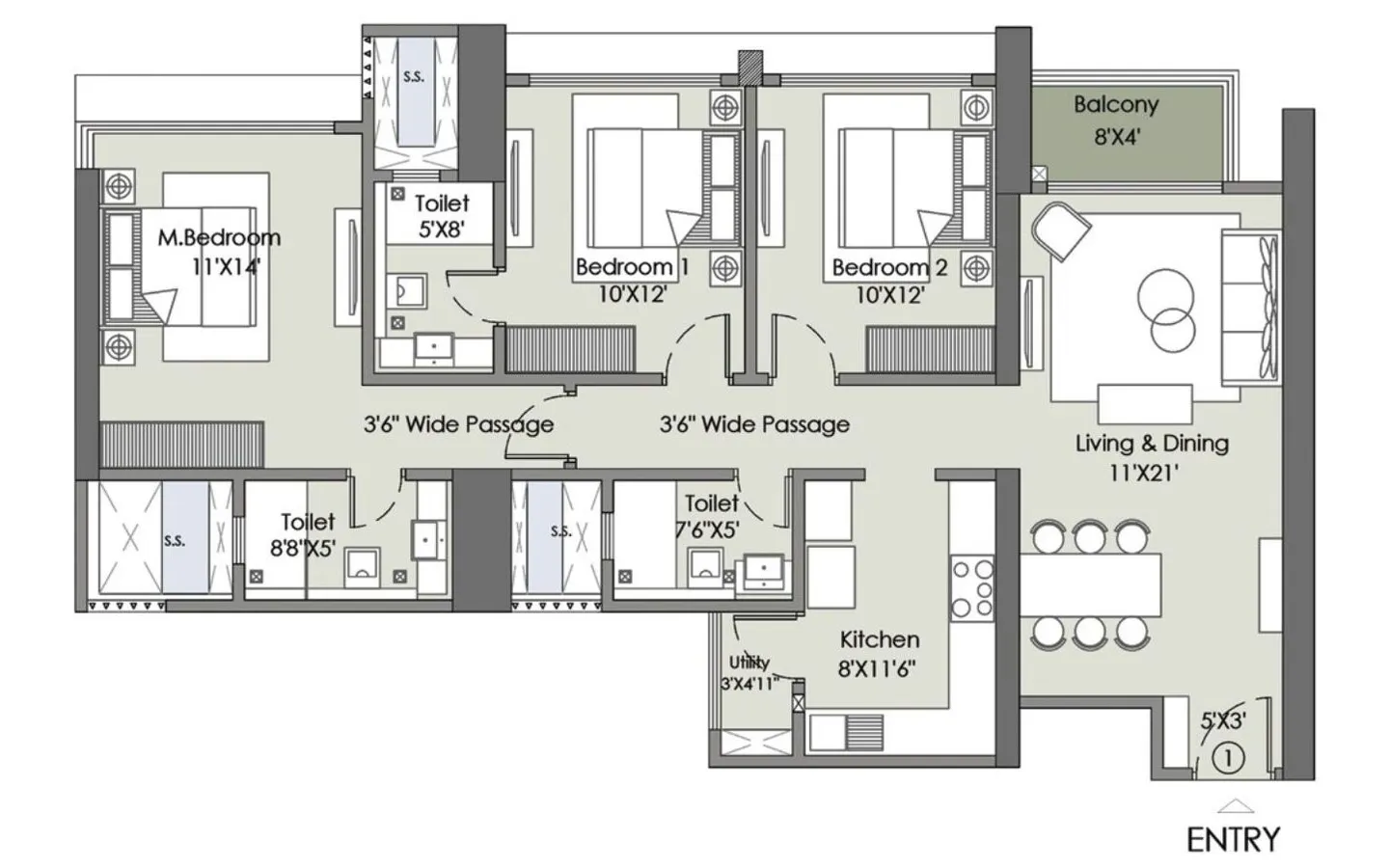 Unit Plan 2 3BHK Flats Rejuve 360 Mulund West