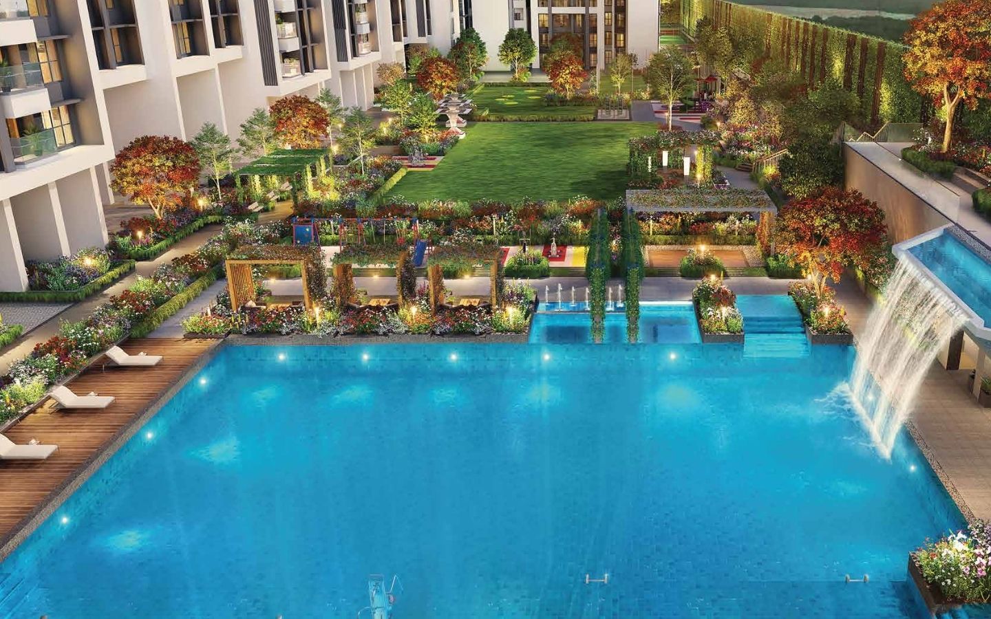 Pool Area 3BHK Flats Rejuve 360 Mulund West