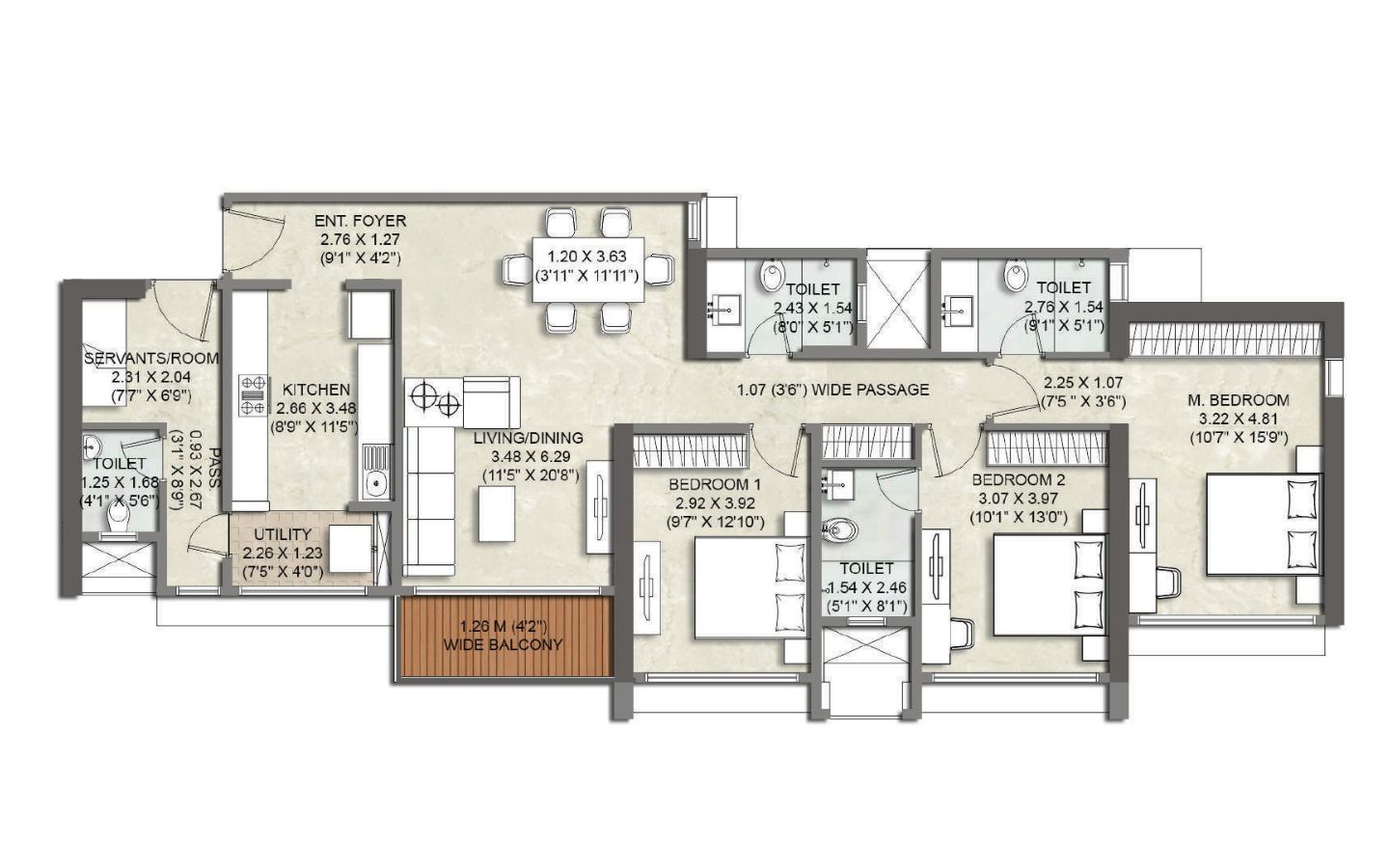 4BHK at Kalpataru Elitus