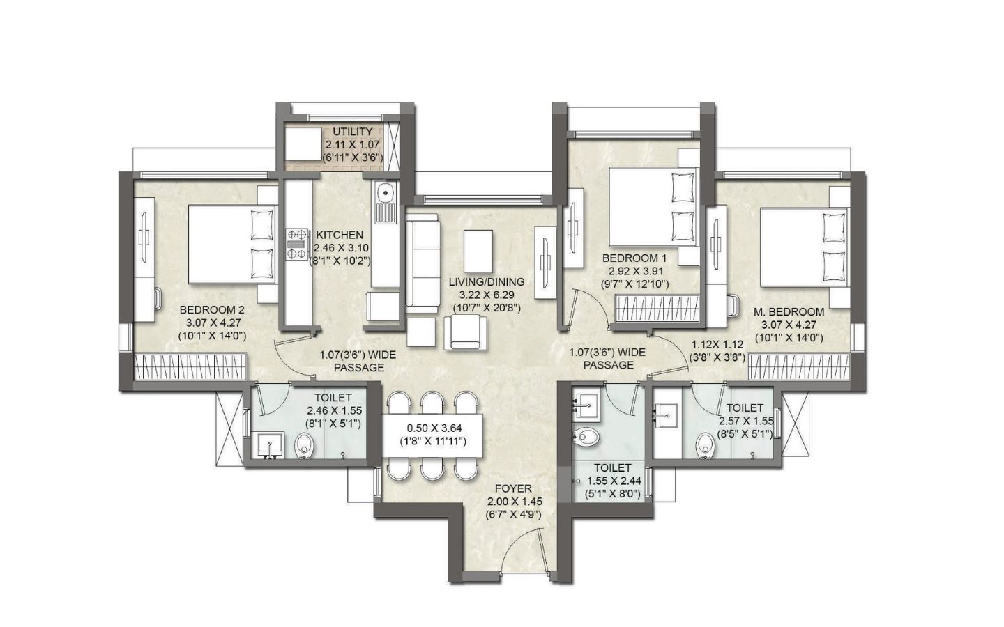 Unit Plan Kalpataru Elitus Tower C Mulund West