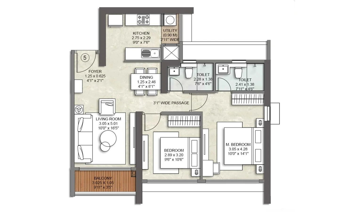 Floor Plan of Primera TowerA Kalpataru Parkcity