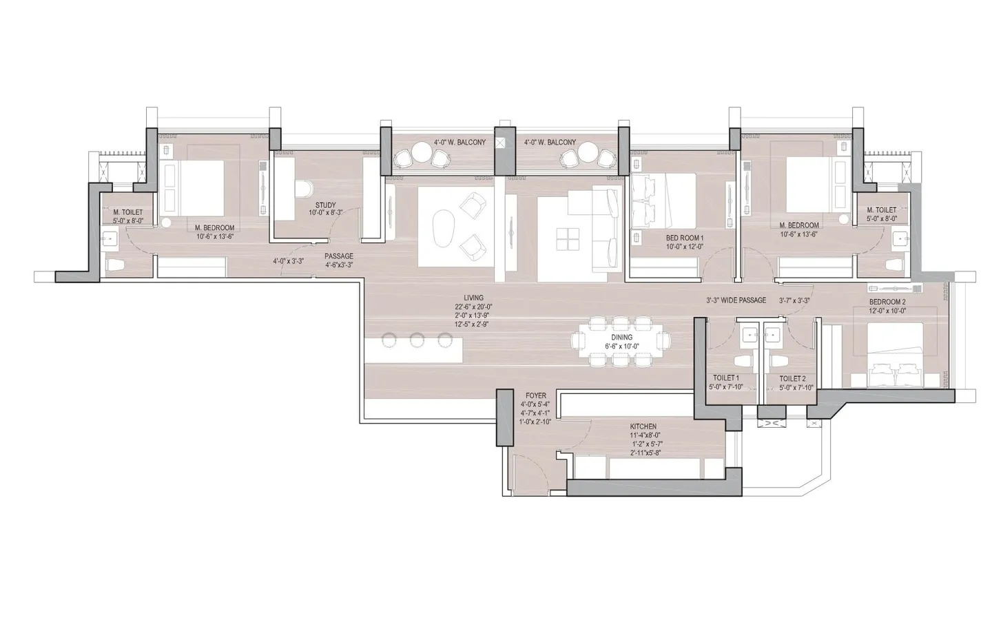 Floor plan 5 BHK Forestville oberoi Realty