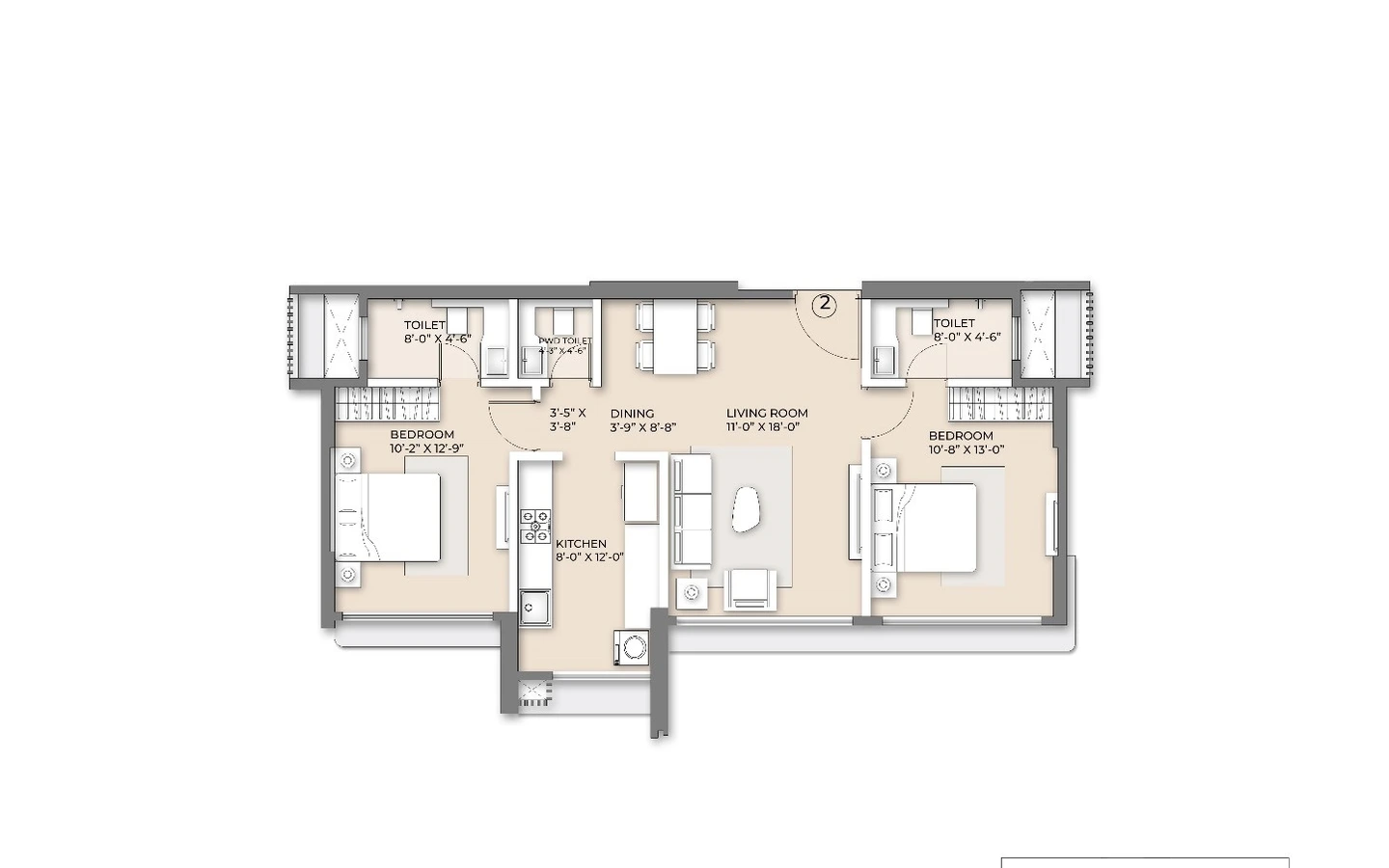 Unit Plan 2BHK Alder ArkadeNest Mulund West