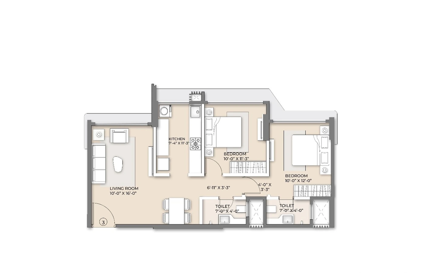 Unit Plan 2 2BHK Eider ArkadeNest Mulund West