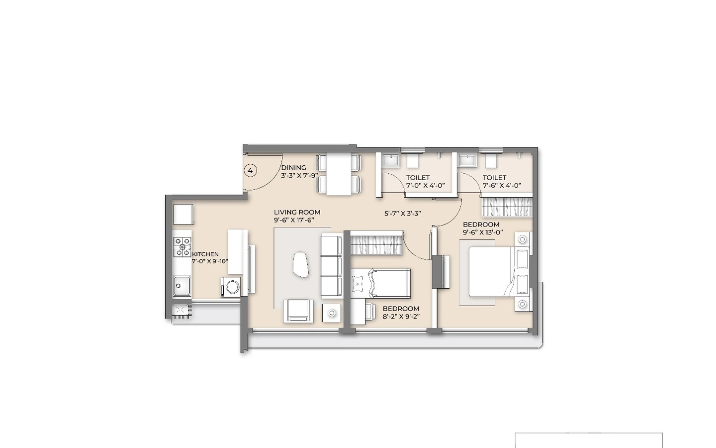 Unit Plan 3 2BHK Eider ArkadeNest Mulund West