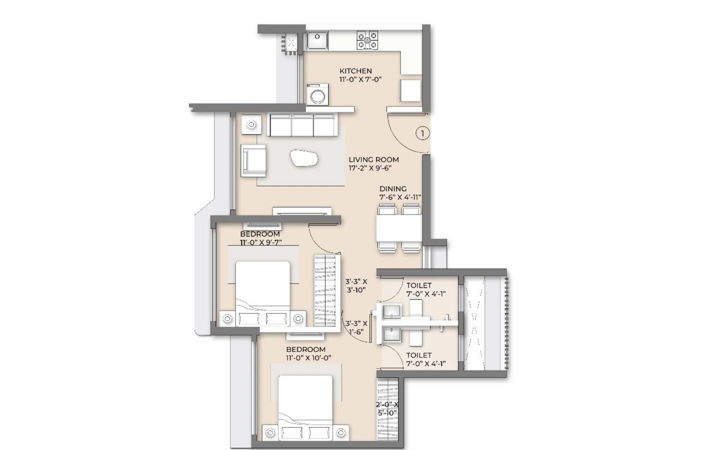 Unit Plan 4 2BHK Eider ArkadeNest Mulund West