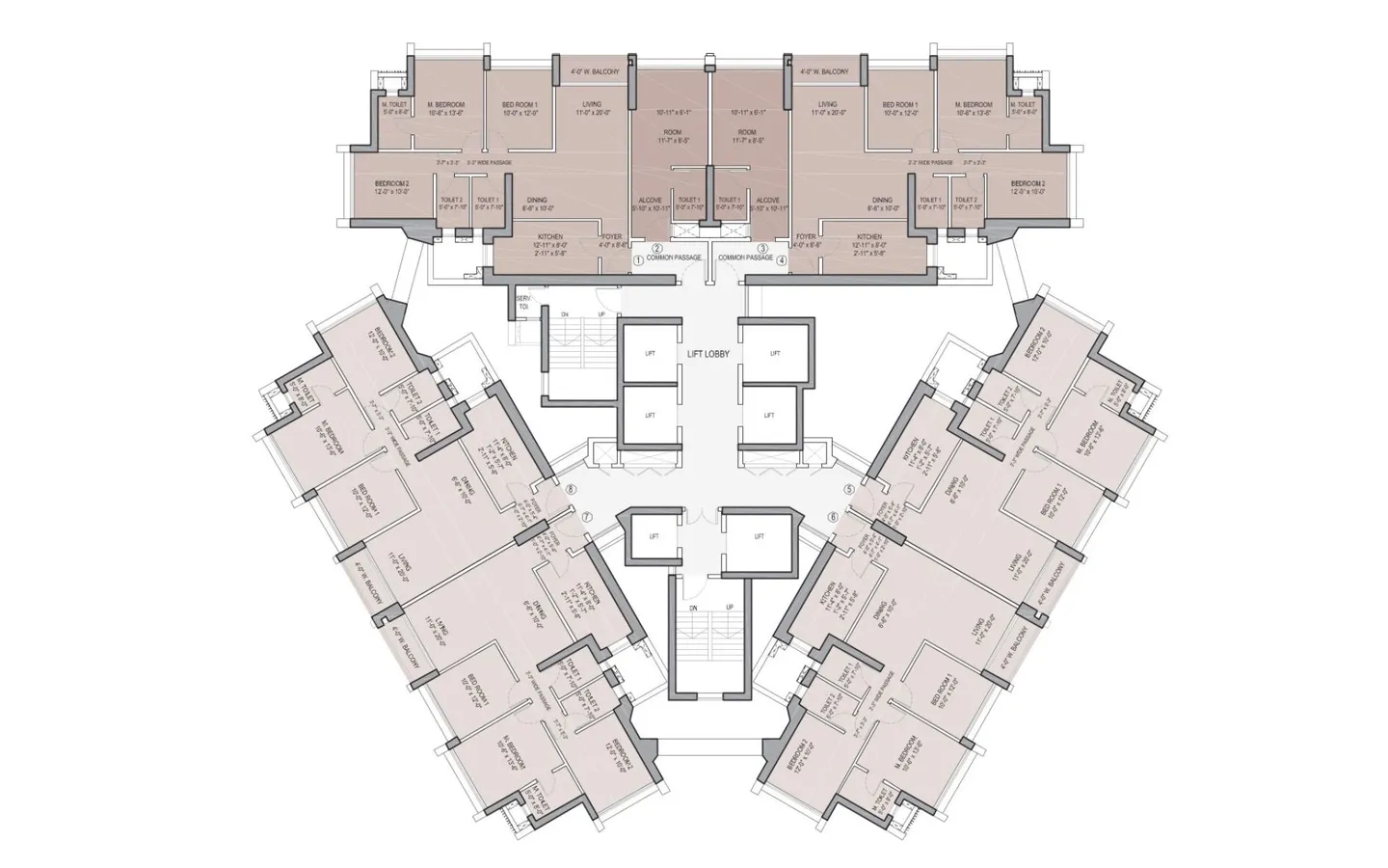 Floor Plan 3BHK Forestville Oberoi Realty