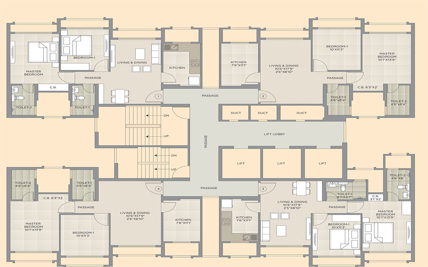 Floor plan 2BHK Delanna Hiranandani Estate