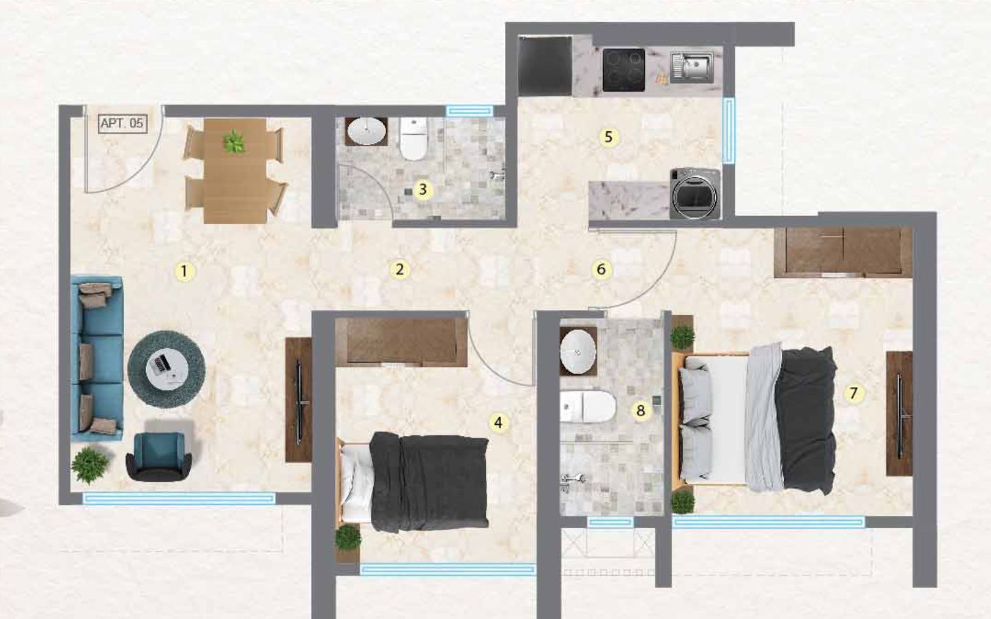 Unit Plan 2BHK Flat Sugee Teakwood Mulund West