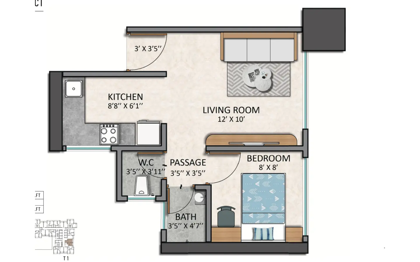 Floor plan1Bhk Ashar Pulse Thane