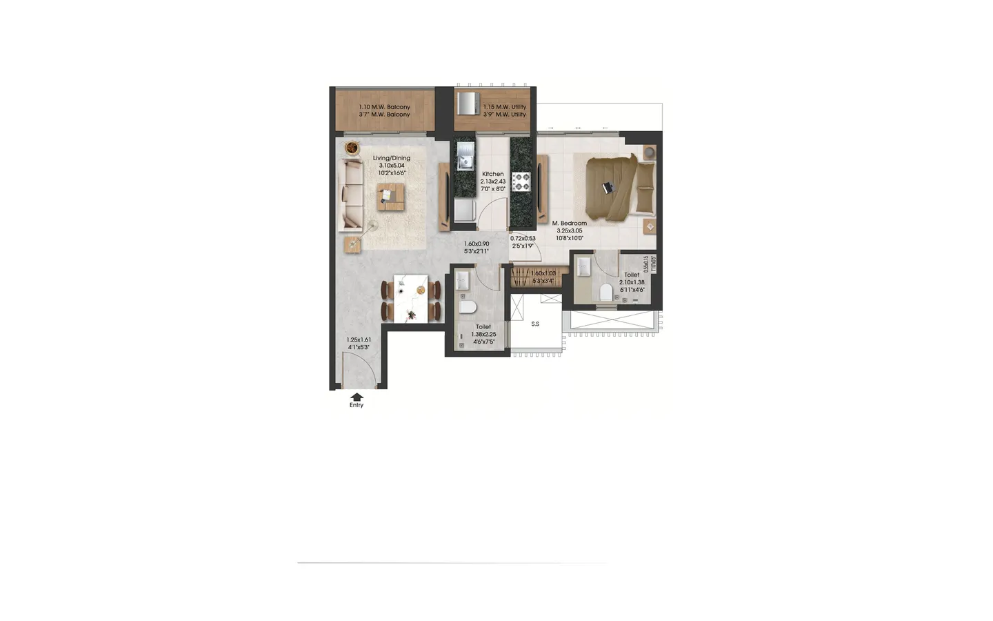 1BHK Unit Plan Triumph Adani Realty Kanjurmarg West