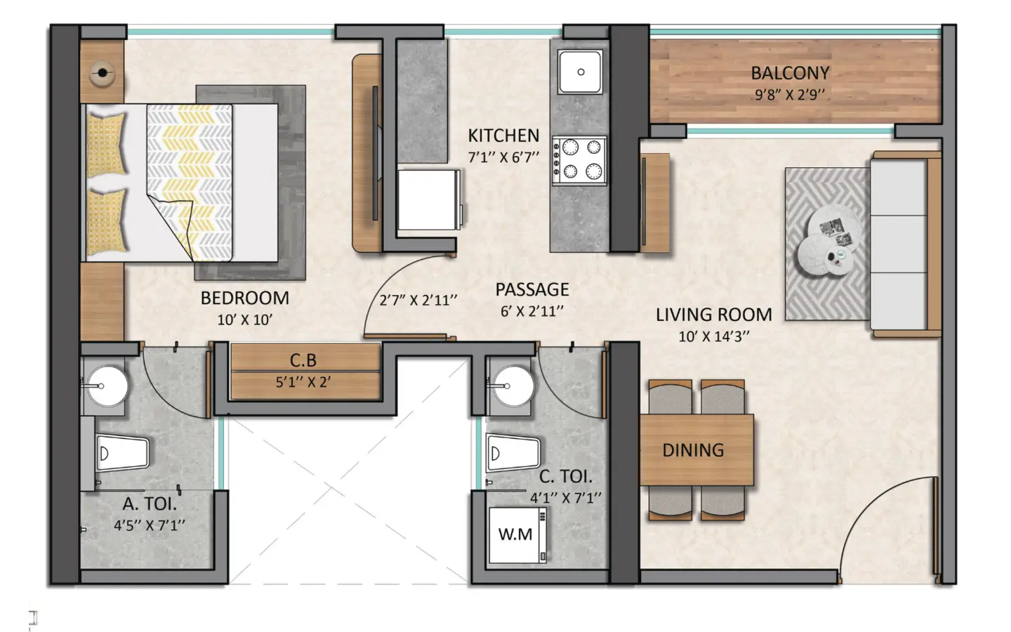 Floor plan1Bhk Ashar Pulse Thane