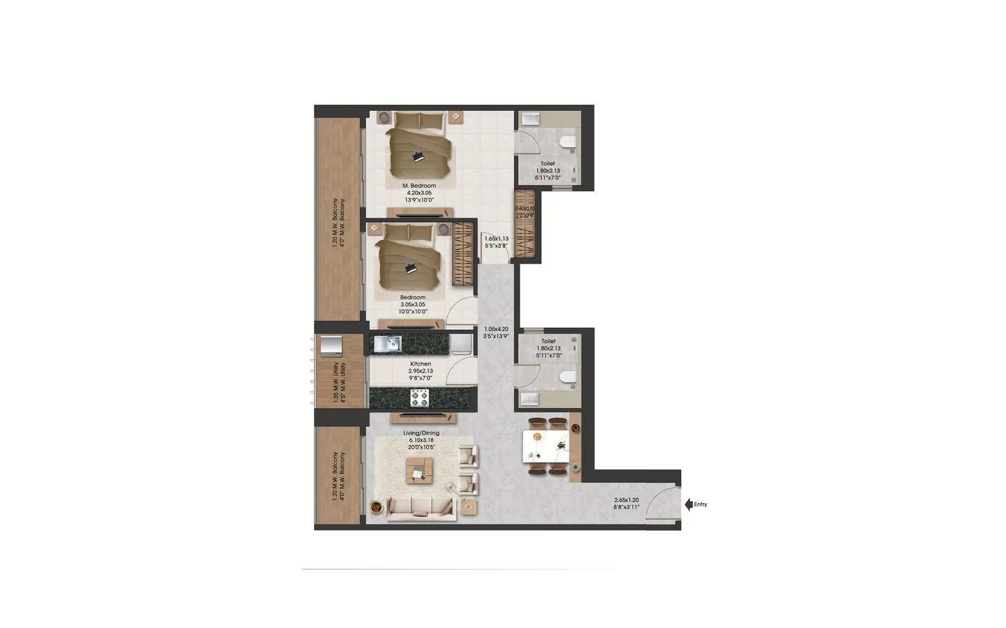 Unit Plan 2BHK Adani Triumph Tower1 Kanjurmarg West