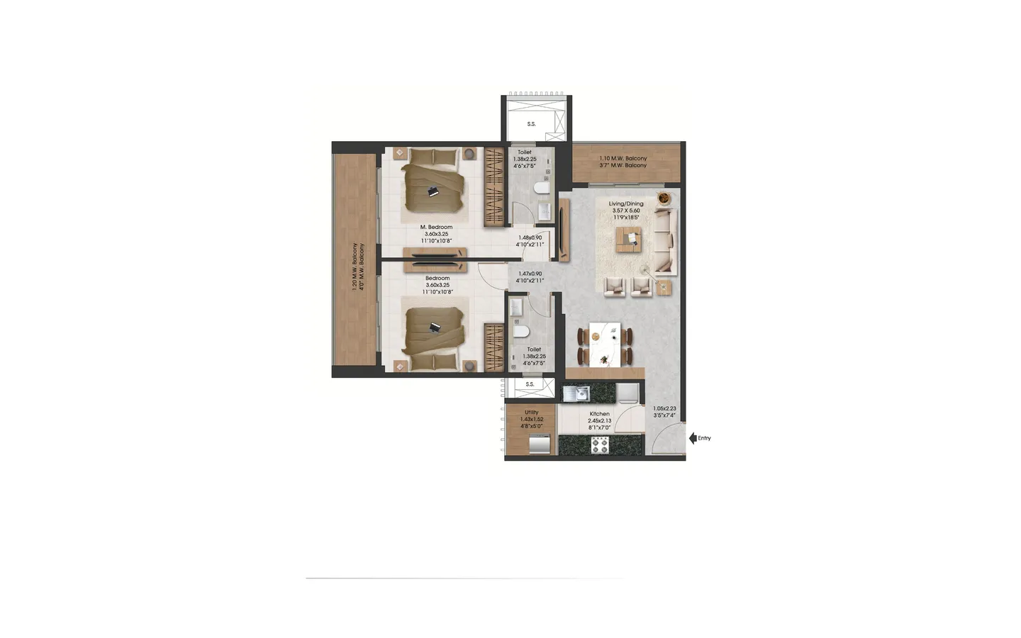 Unit Plan 2 2BHK Adani Triumph Tower1 Kanjurmarg West