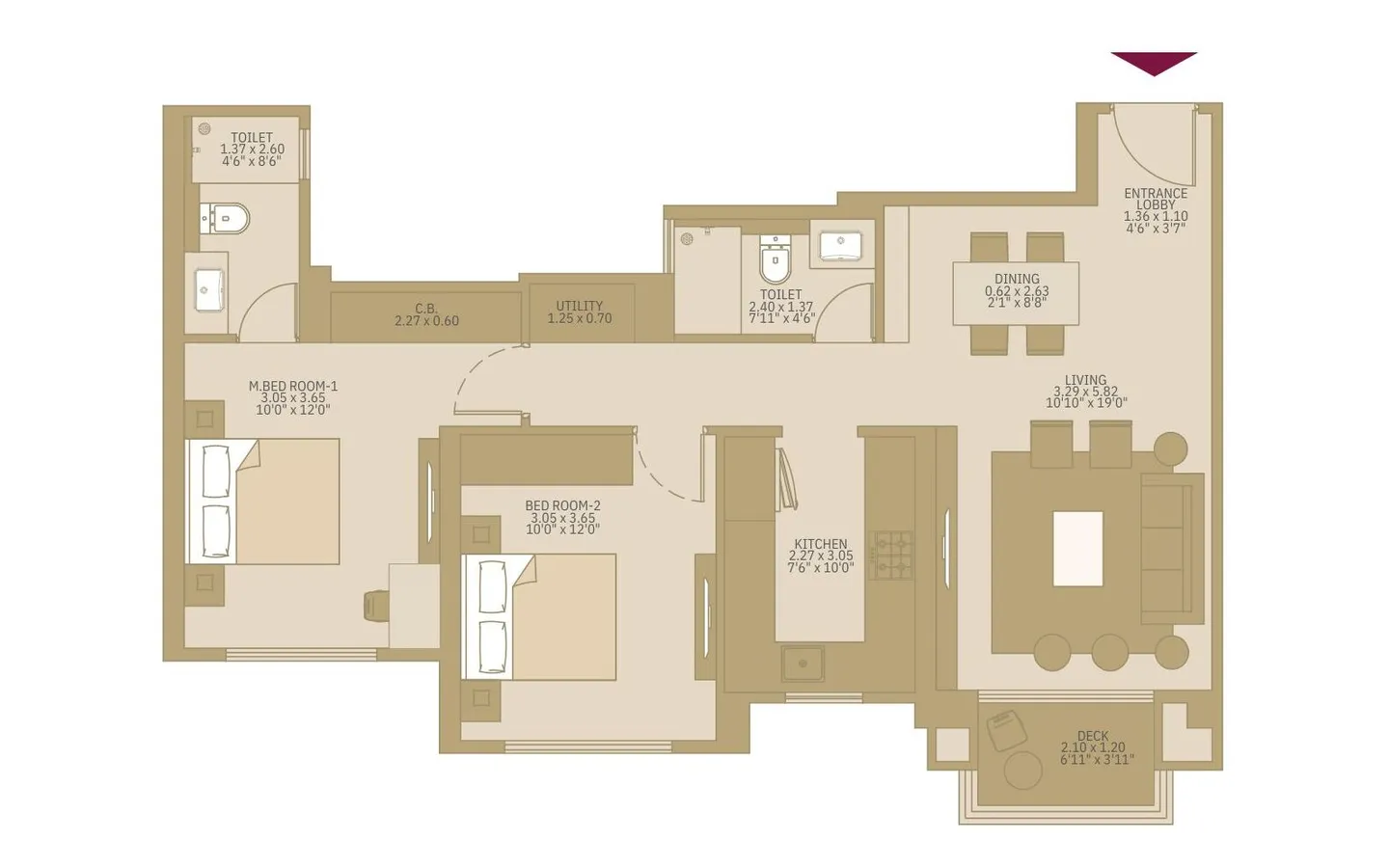 2BHK Floor Plan Belicia Thane west