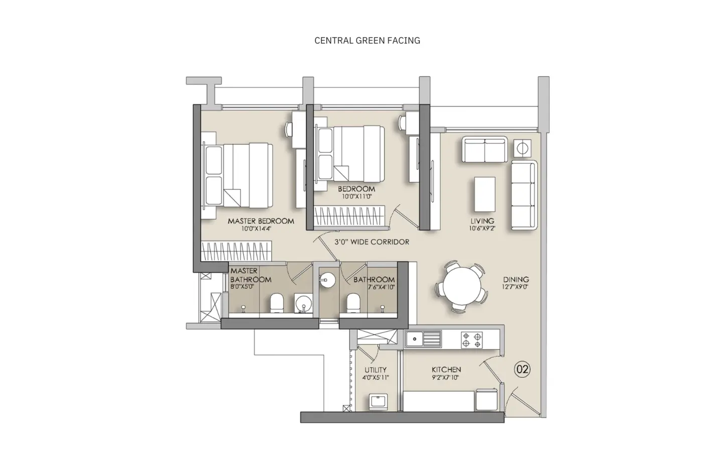 2BHK floor Plan Narang Privado TowerB Thane