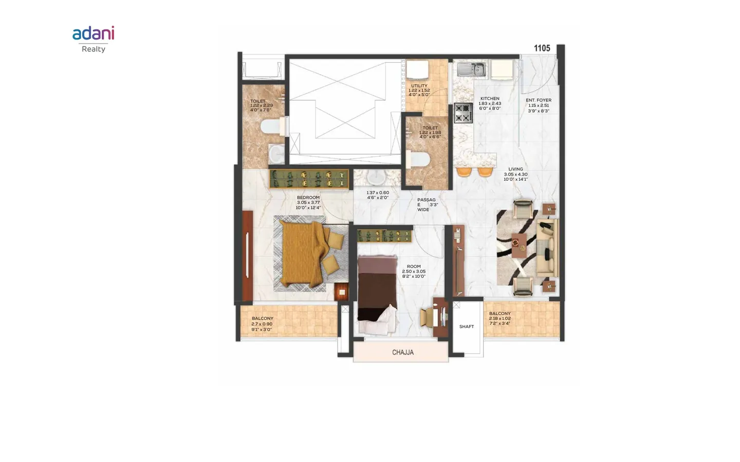 Unit Plan 2BHK Adani The View TowerB Ghatkopar West