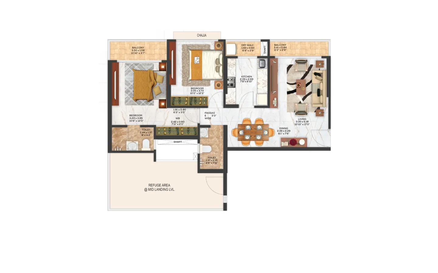 Unit Plan 2 2BHK Adani The View TowerB Ghatkopar West