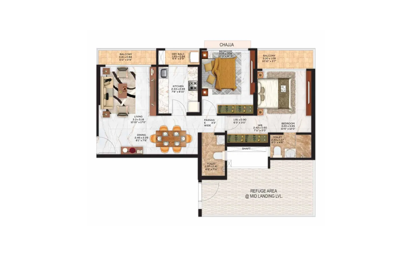 Unit Plan 3 2BHK Adani The Views Ghatkopar East