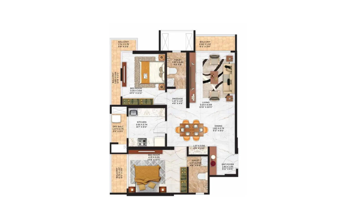 2bhk Unit Plan Adani The Views TowerD Ghatkopar East