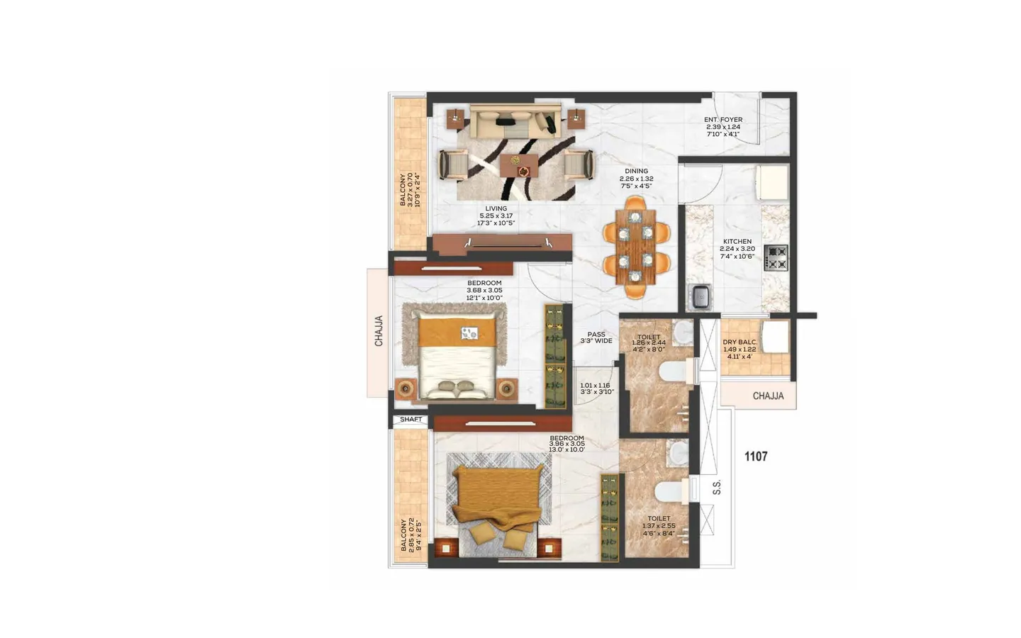 2bhk 3 Unit Plan 2BHK Adani The View TowerA Ghatkopar East