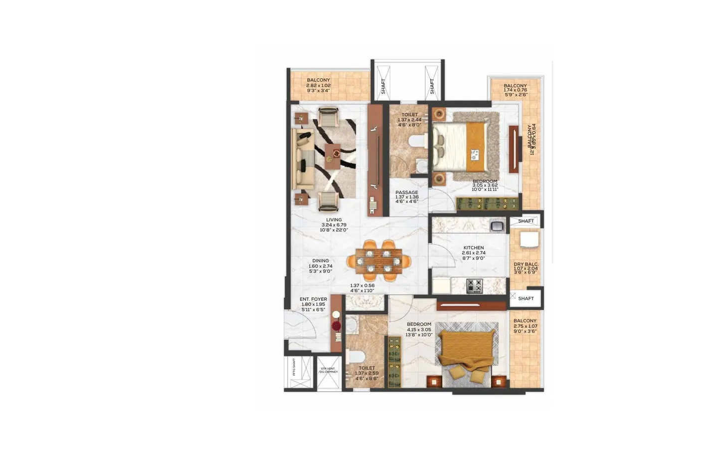 2bhk Unit Plan 2BHK Adani The View TowerA Ghatkopar East