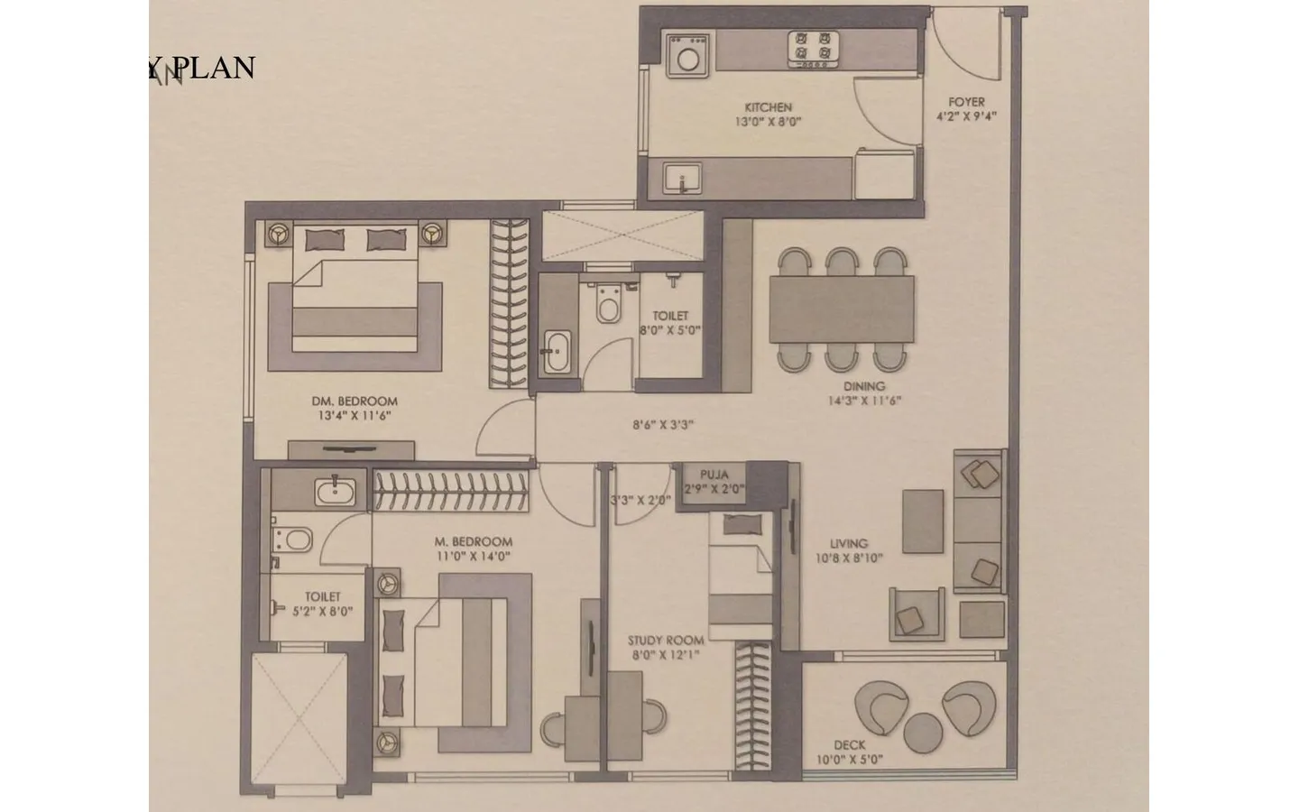 Unit Plan 2 3BHK Vana Piramal Revanta Mulund West