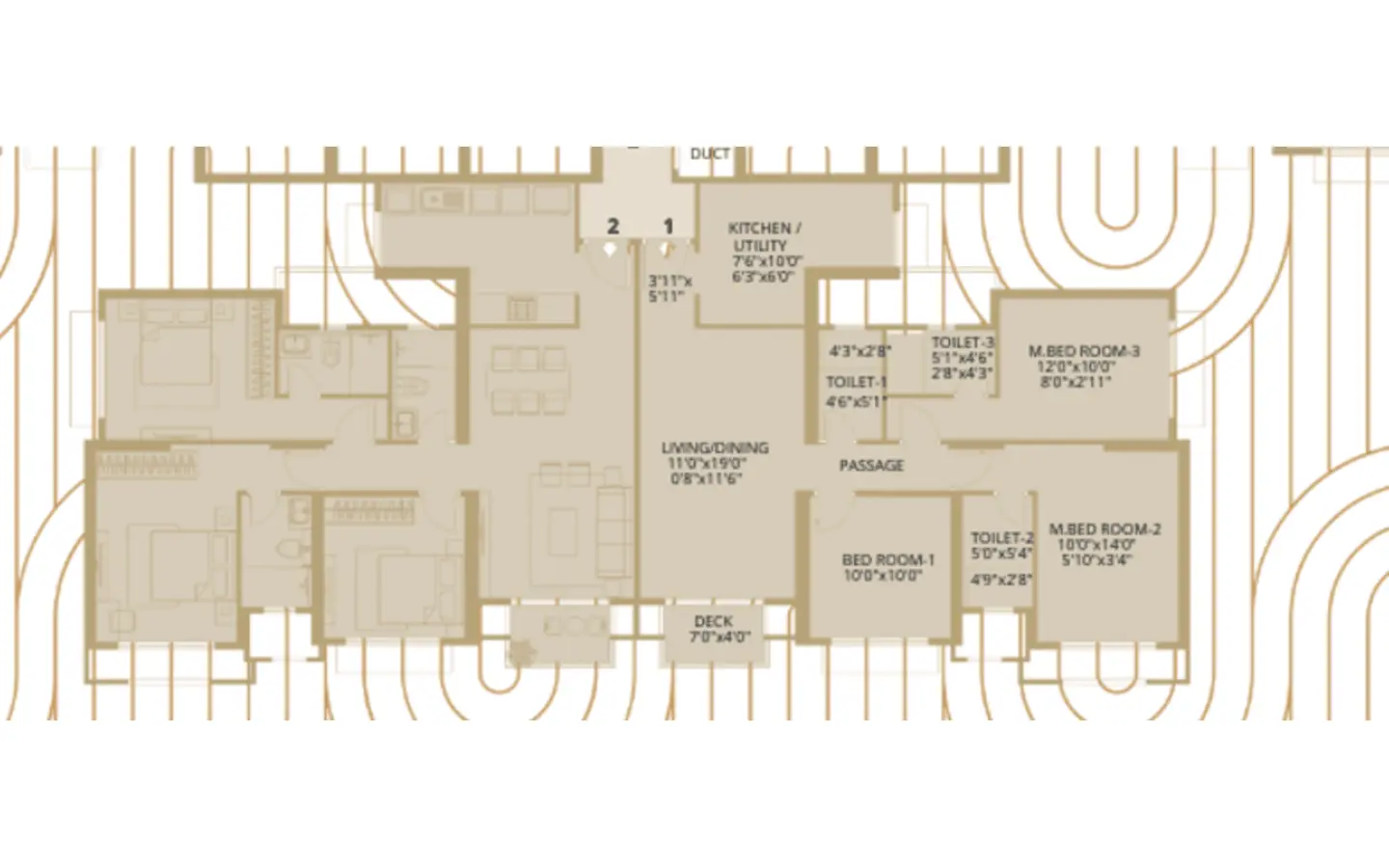 Floor Plan 3BHK Belvedere Westgate Hiranandani Estate