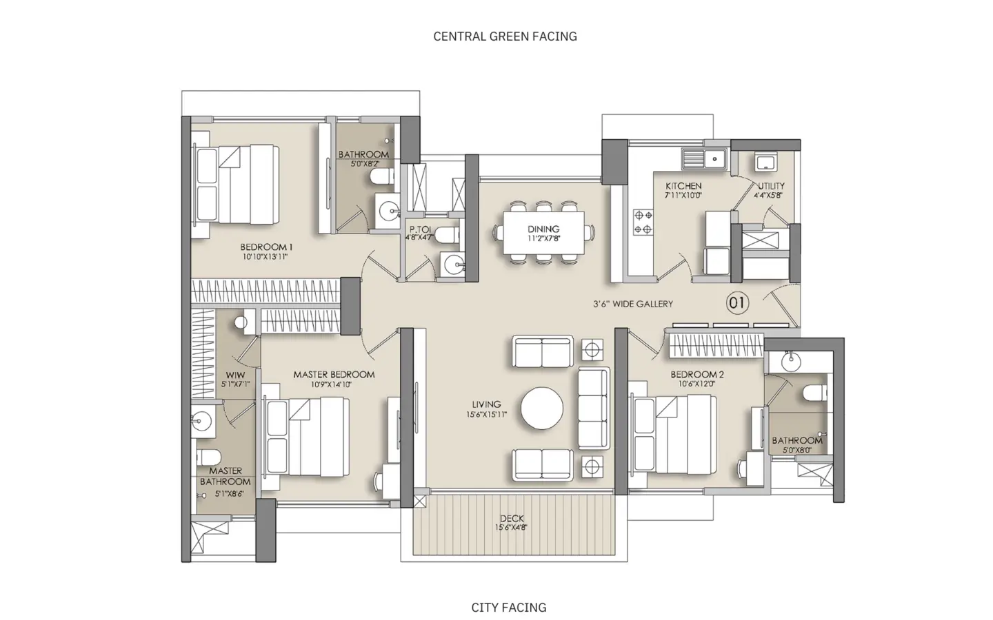 3BHK floor Plan Narang Privado TowerB Thane