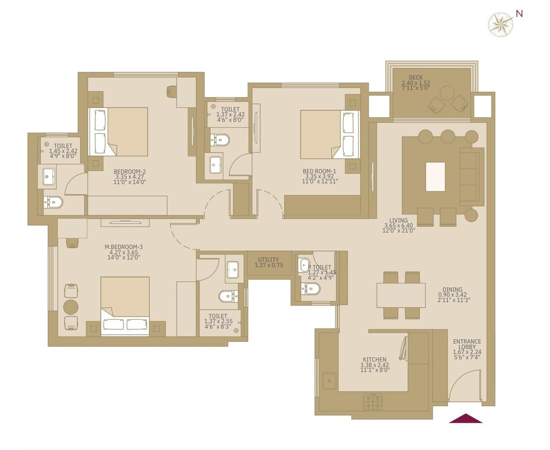 3BHK Floor Plan Belicia Panch Pakhadi Thane West