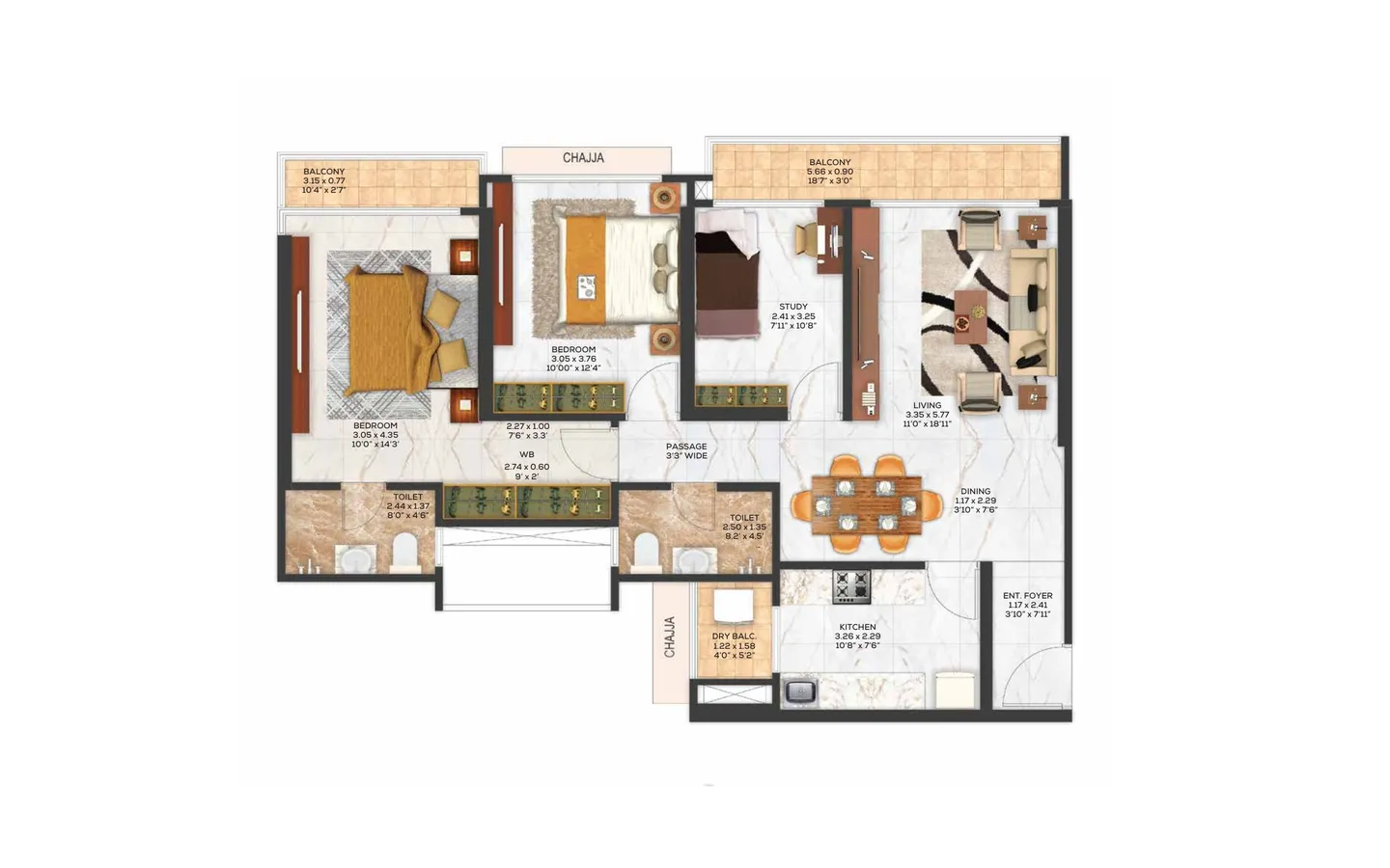 Unit Plan 3BHK Adani The Views TowerA Ghatkopar East