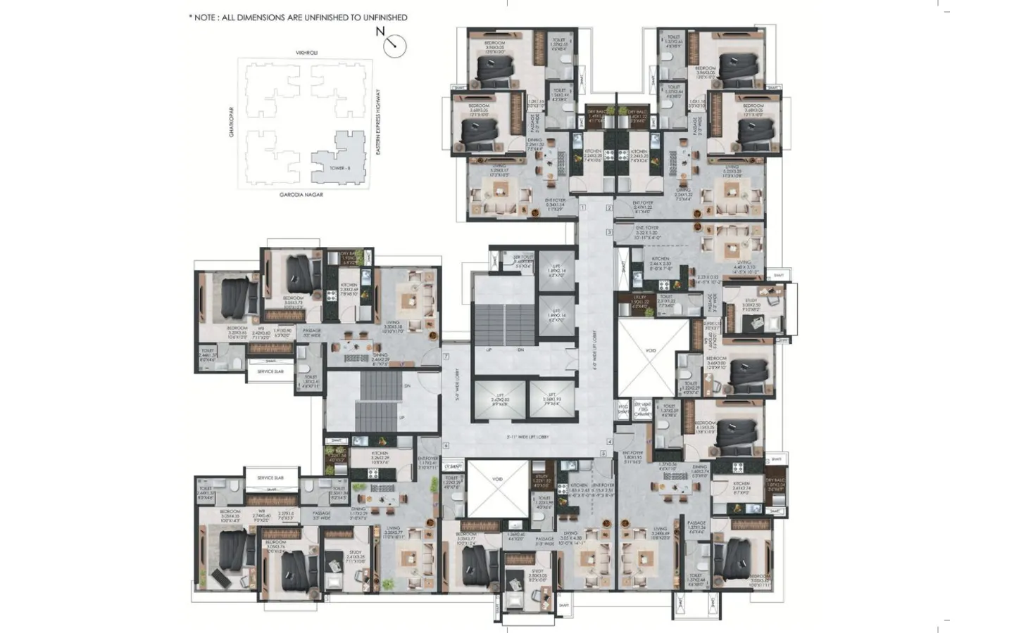 Floor Plan area 2BHK Adani The View TowerB Ghatkopar West