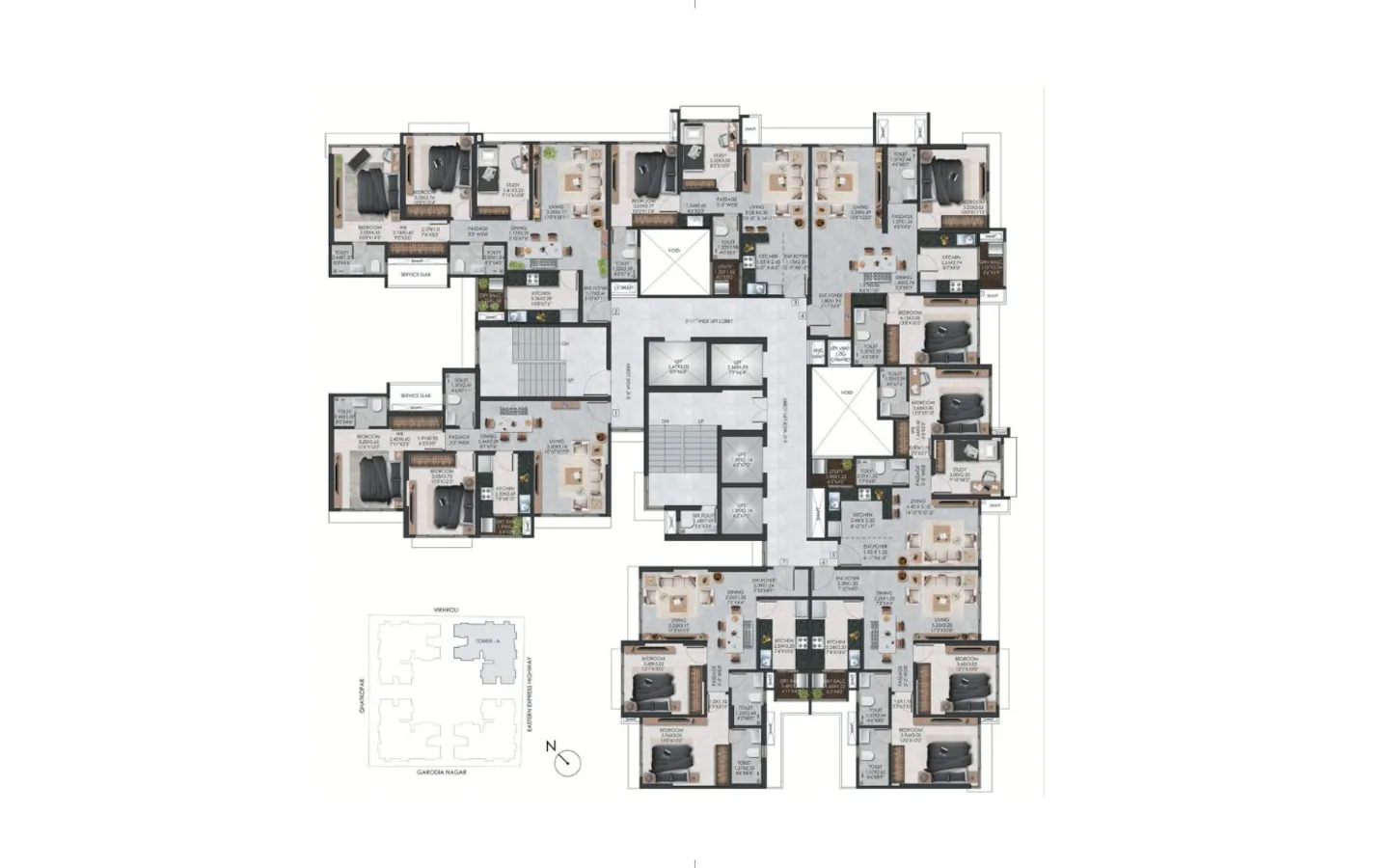 Floor Plan 2BHK Adani The View TowerA Ghatkopar East